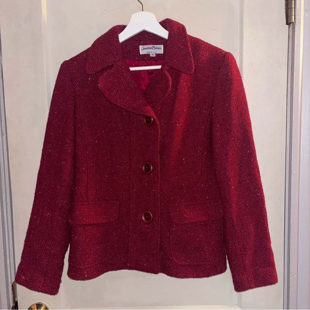 Chic Women's 90’s Red Blazer by Jonathan Micheals